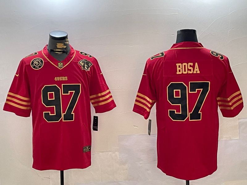 Men San Francisco 49ers #97 Bosa Red Gold 2024 Nike Limited NFL Jersey style 12302